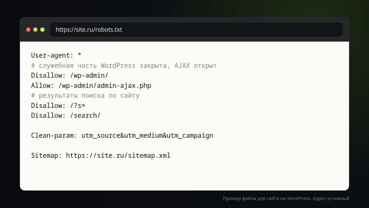 Пример правильной настройки robots.txt для сайта на WordPress